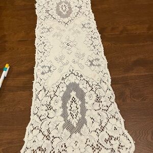 Crocheted Cream Lace Table Runner